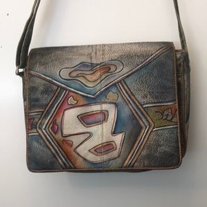 Vintage hand painted satchel purse